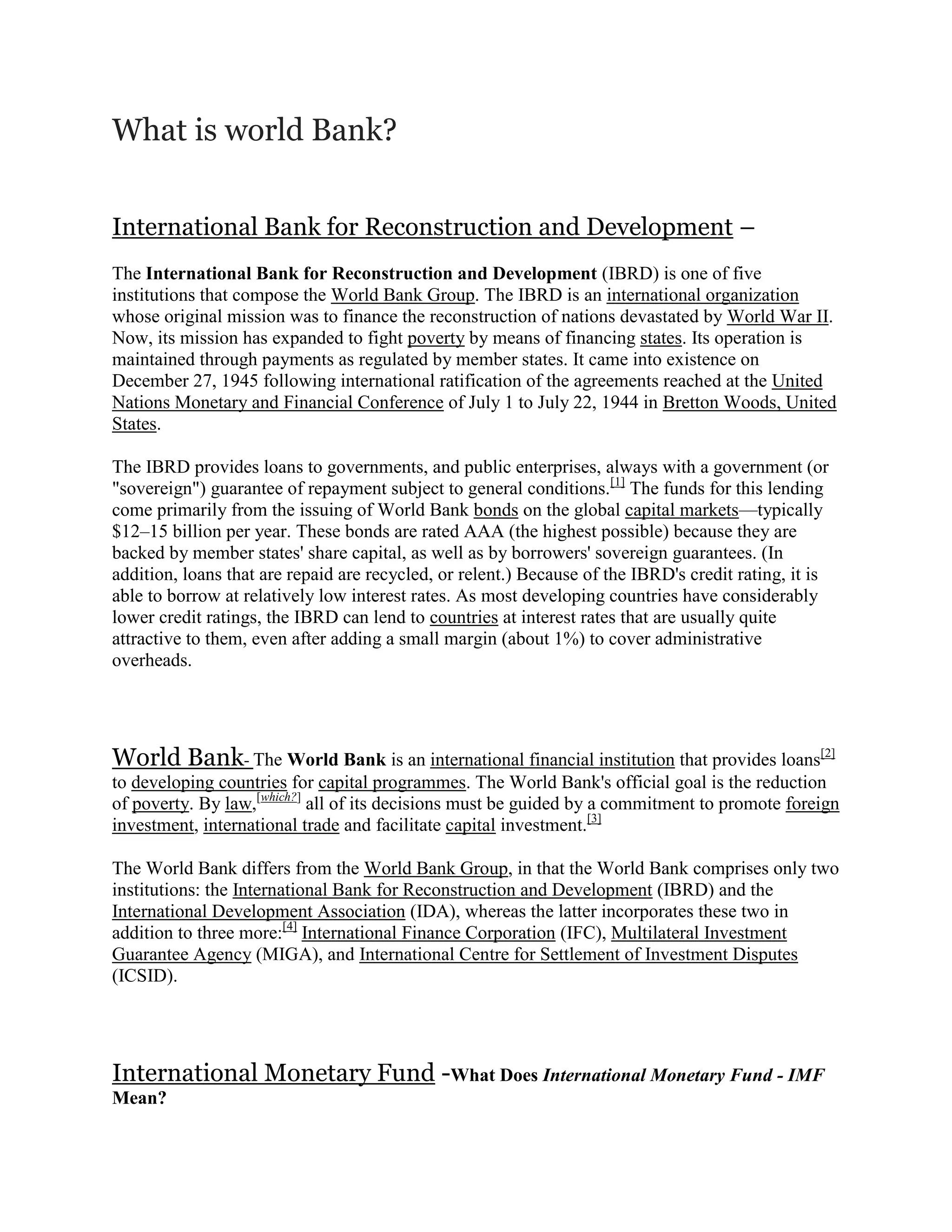 What Is World Bank What Is World Bank