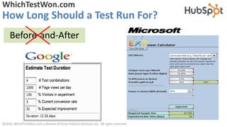 WhichTestWon.com
How Long Should a Test Run For?
     Before-and-After




©2010, WhichTestWon.com a division of Anne Holl...
