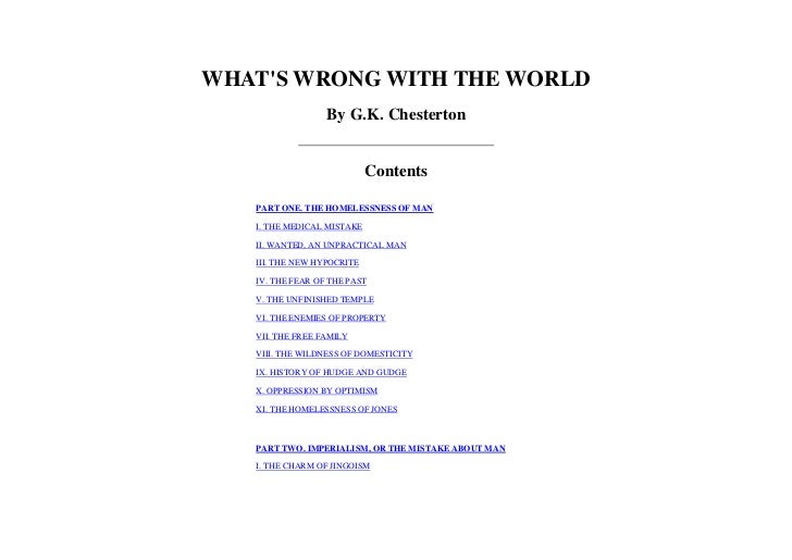 What Is Wrong With The World Gk Chesterton