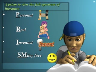A prism to view the full spectrum of literature P ersonal R eal I nvented SM iley face 