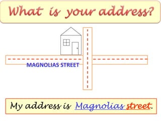 My address is Magnolias street.
MAGNOLIAS STREET
 