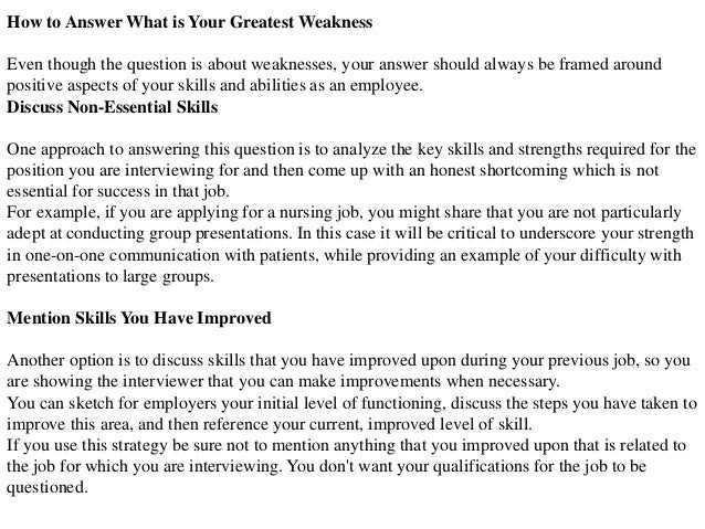 what is your greatest weakness interview question answer what is your weakness interview question