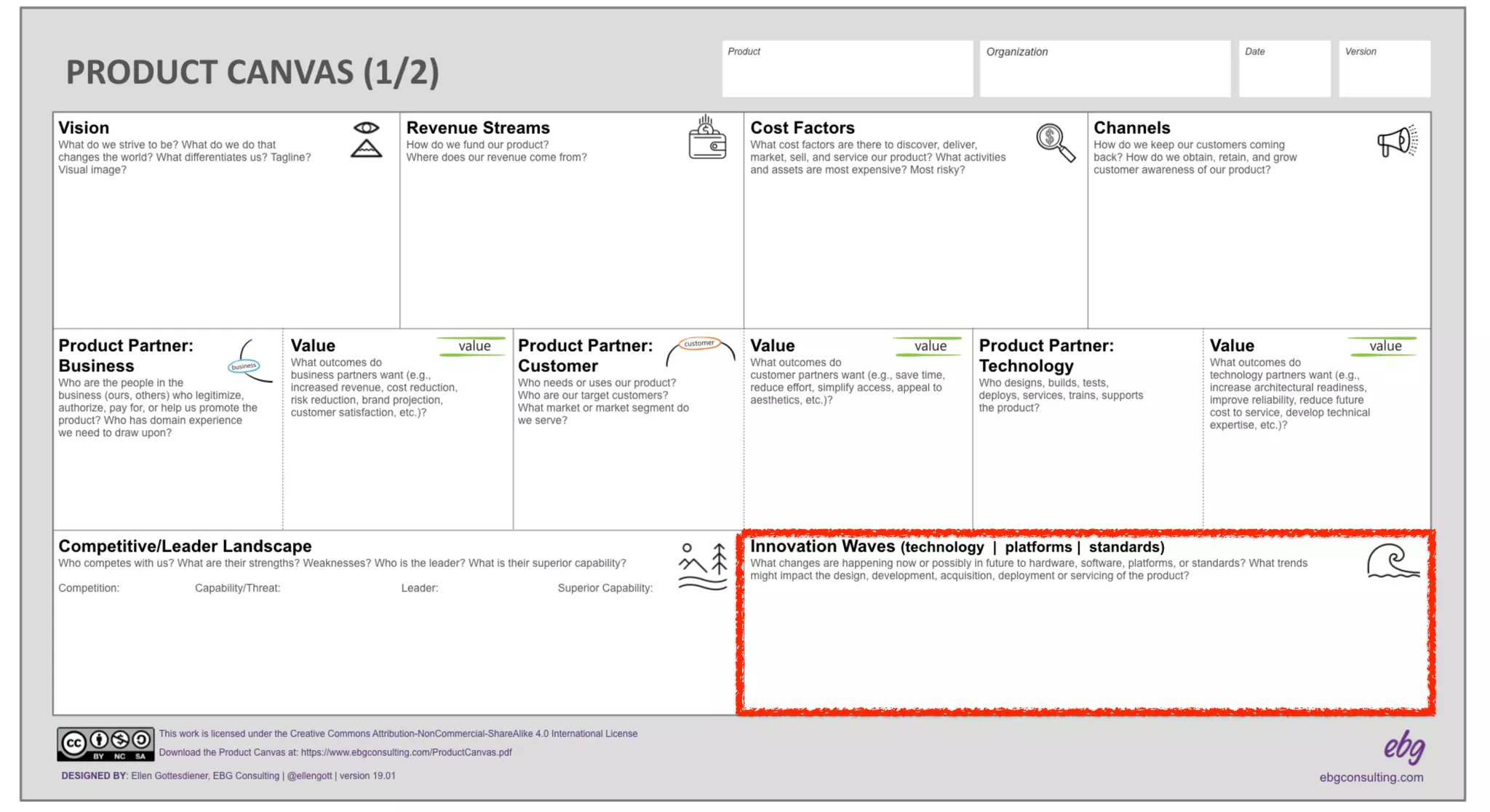 © 2019 by EBG Consulting and Andy Repton
@ellengott | @reptonandy
Pick one, go deep - product canvas
 