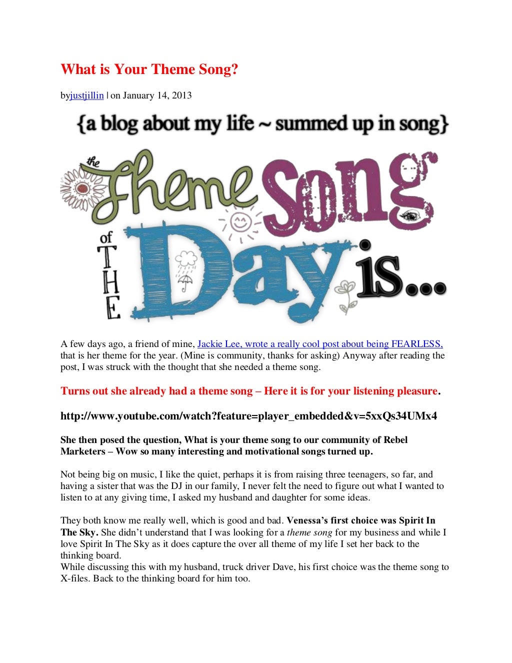 What Is Your Theme Song?