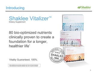 Introducing  Vitalizer ™ Every Vitamin + Minerals Your Body Needs  High potency for supercharged vitality* Bio-optimized nutrients for maximum absorption All 8 highly potent B vitamins including biotin Most Powerful Antioxidant Spectrum*   Helps protect cells, tissues, and organs against aging* Superior protection against free radical damage* Full-spectrum vitamin E from 8 natural forms 26 antioxidants working together to augment your  body’s antioxidant network* Anti-Aging Nutrients*   Protect DNA and support healthy aging* Powerful carotenoids and flavonoids including lutein and lycopene Guaranteed Superactive Probiotics to Improve  Digestive Health* Support healthy digestion and immunity* Extensively studied active cultures Patented delivery system 7 Omega-3s to Help Reduce the Risk of Heart Disease**   Also promote brain and joint health* High-potency EPA and DHA Ultrapure pharmaceutical grade ** Supportive but not conclusive research shows that consumption of  EPA and DHA Omega-3 fatty acids may reduce the risk of heart disease. One serving of Vitalizer Dietary Supplement provides 460 milligrams of EPA and DHA omega-3 fatty acids.  *These statements have not been evaluated by the Food and Drug Administration.  These products are not intended to diagnose, treat, cure, or prevent any disease. 