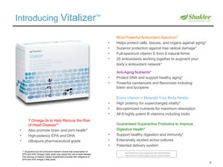 Changing Brands Can Change Your Life ™ A landmark study–   the first ever on a rare population of long-term dietary supplement users–showed that  people who took Shaklee supplements had markedly better health  than both other multivitamin and non-supplement users Vitalizer is based on key findings from  the 50th Anniversary Landmark Study 