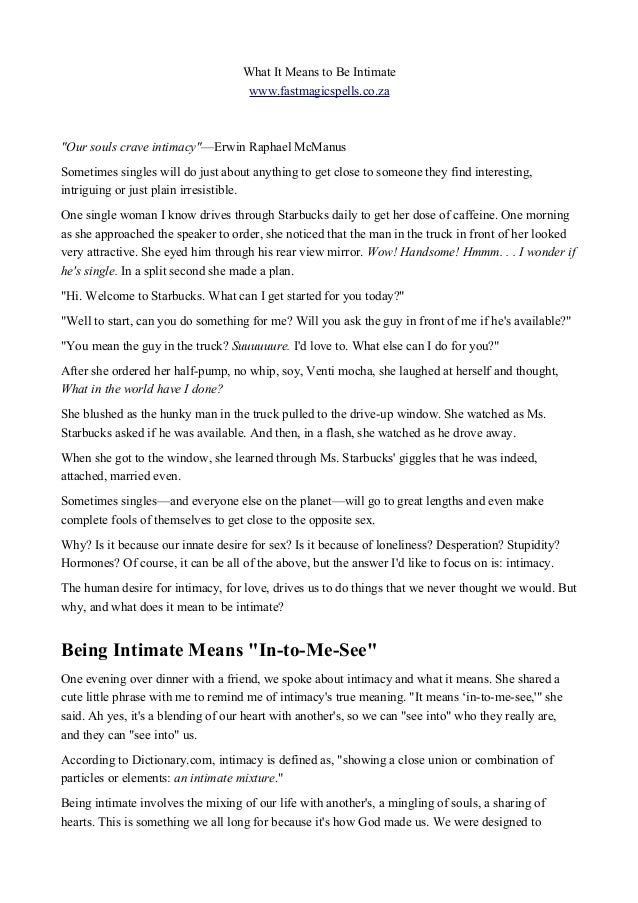 What it means to be intimate