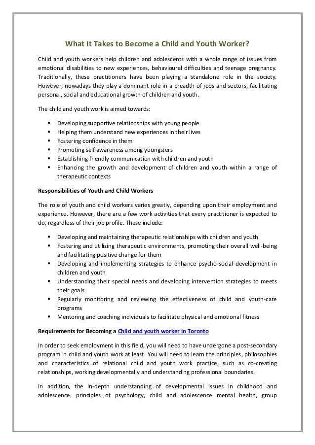 What it takes to a child and youth worker