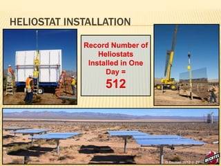Record Number of
Heliostats
Installed in One
Day =
512
HELIOSTAT INSTALLATION
© Bechtel 2012 | 27
 