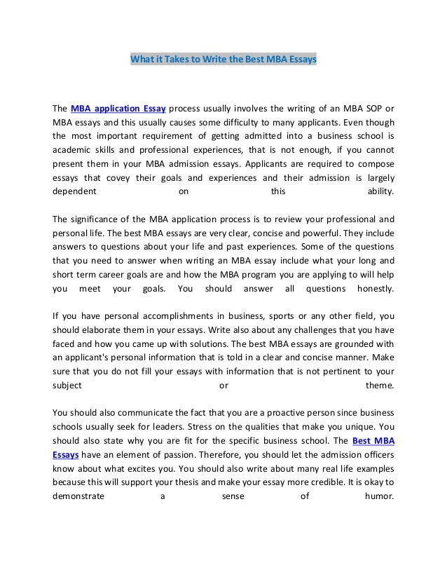best mba essay