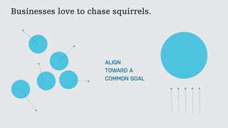 Businesses love to chase squirrels.
ALIGN
TOWARD A
COMMON GOAL
 