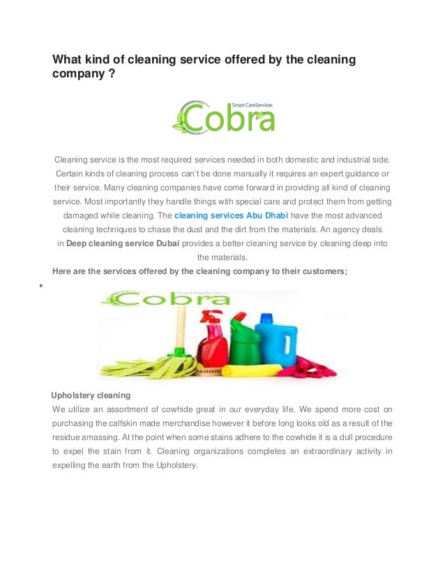 What Kind Of Cleaning Service Offered By The Cleaning Company