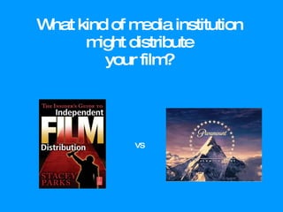 What kind of media institution  might distribute  your film?   VS 
