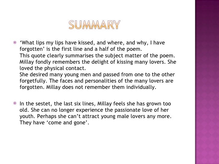 What lips my lips have kissed analysis