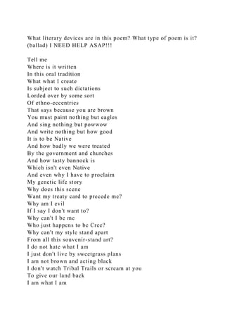 What literary devices are in this poem What type of poem is it (ba.docx