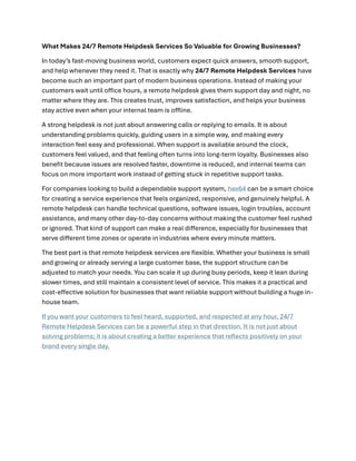 What Makes 24 7 Remote Helpdesk Services So Valuable for Growing ...