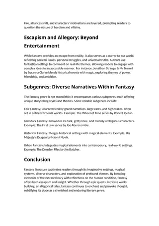 Exploring the Core Elements and Subgenres of Fantasy Literature | DOCX
