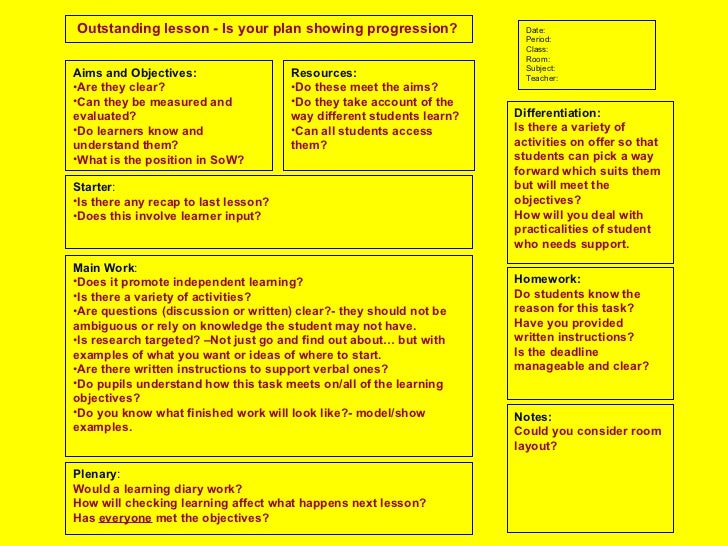 What makes an Outstanding Lesson? 2009 UPDATE