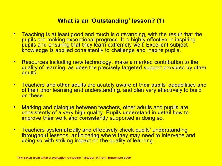 What makes an Outstanding Lesson? 2009 UPDATE