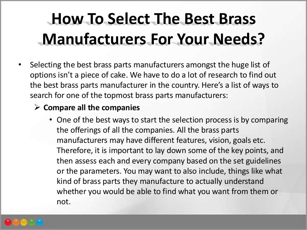 List of few ways to find manufacturers of brass parts in topmost