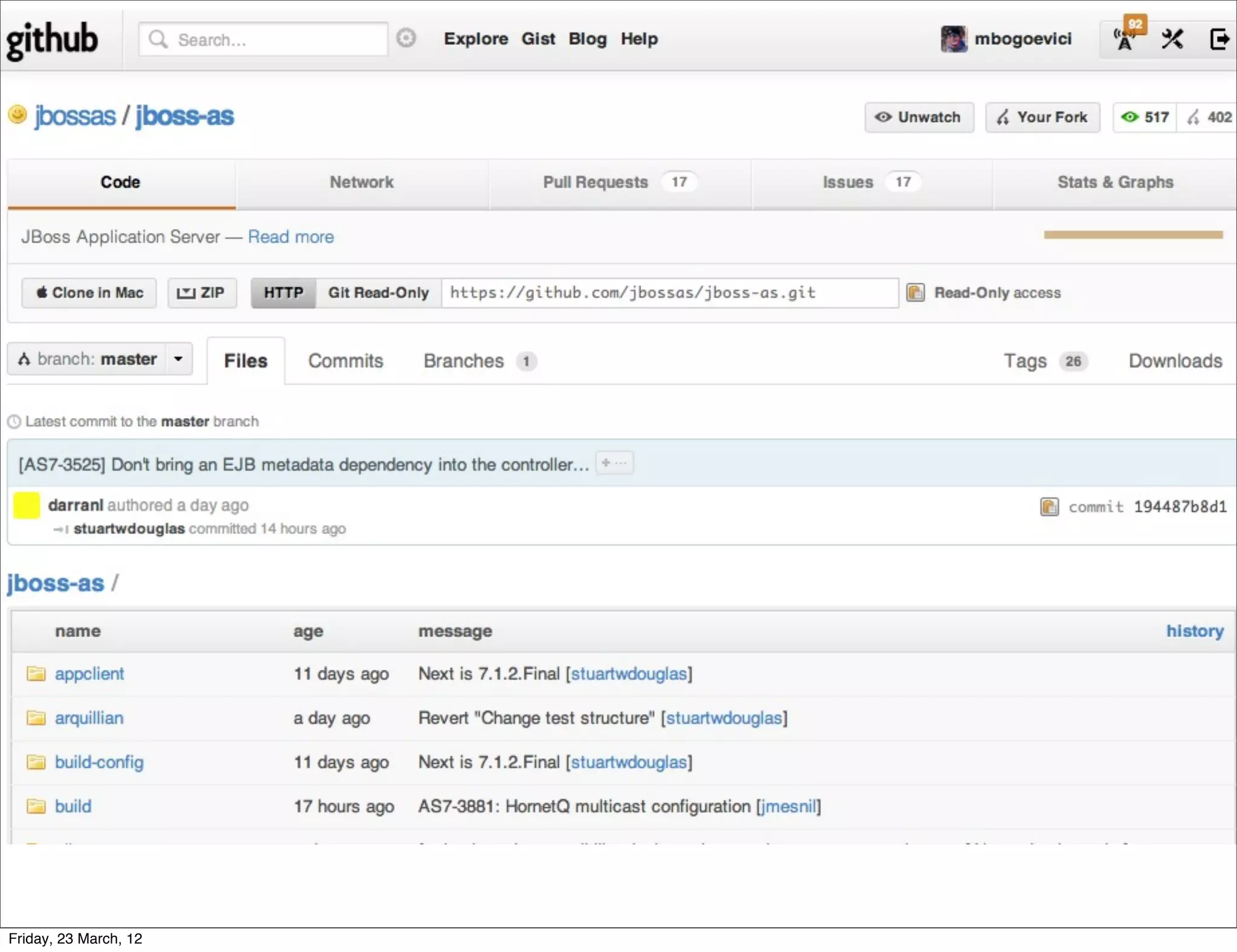 Friday, 23 March, 12
 