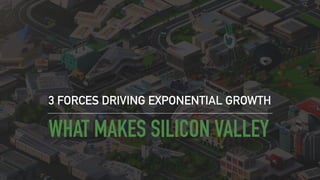 WHAT MAKES SILICON VALLEY
3 FORCES DRIVING EXPONENTIAL GROWTH
 