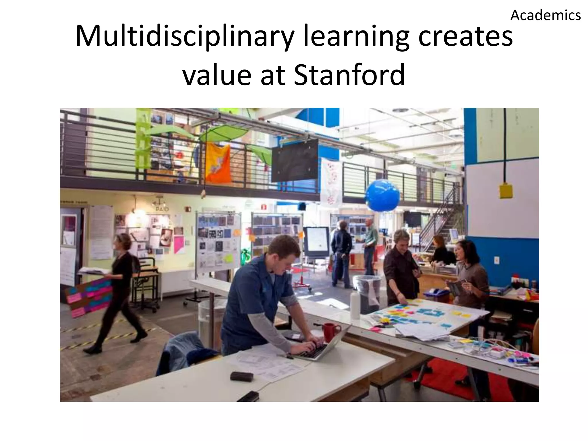 Academics

Multidisciplinary learning creates
value at Stanford

 