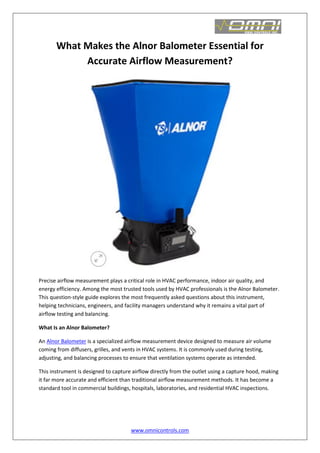 What Makes the Alnor Balometer Essential for Accurate Airflow ...