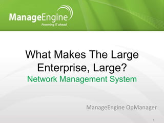 What Makes The Large
 Enterprise, Large?
Network Management System


             ManageEngine OpManager
                                 1
 