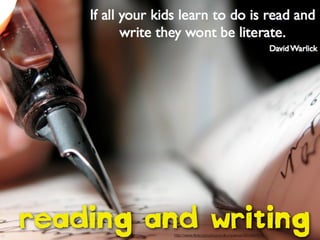 reading and writing
http://www.ﬂickr.com/photos/dkuropatwa/4554087615

 