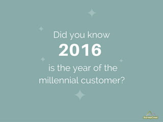 Did you know 2016 is the year
of the millennial customer?
 