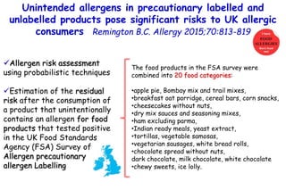Allergen risk assessment
using probabilistic techniques
Estimation of the residual
risk after the consumption of
a produ...