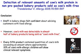 Detection of relevant amounts of cow’s milk protein in
non pre-packed bakery products sold as cow’s milk-free
Trendelenbur...