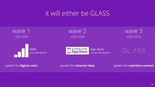 G L A S S E F F E C T 43
wave 1
1992-2000
wave 2
2000-2008
wave 3
2008-2016
system for digital voice
it will either be GLA...