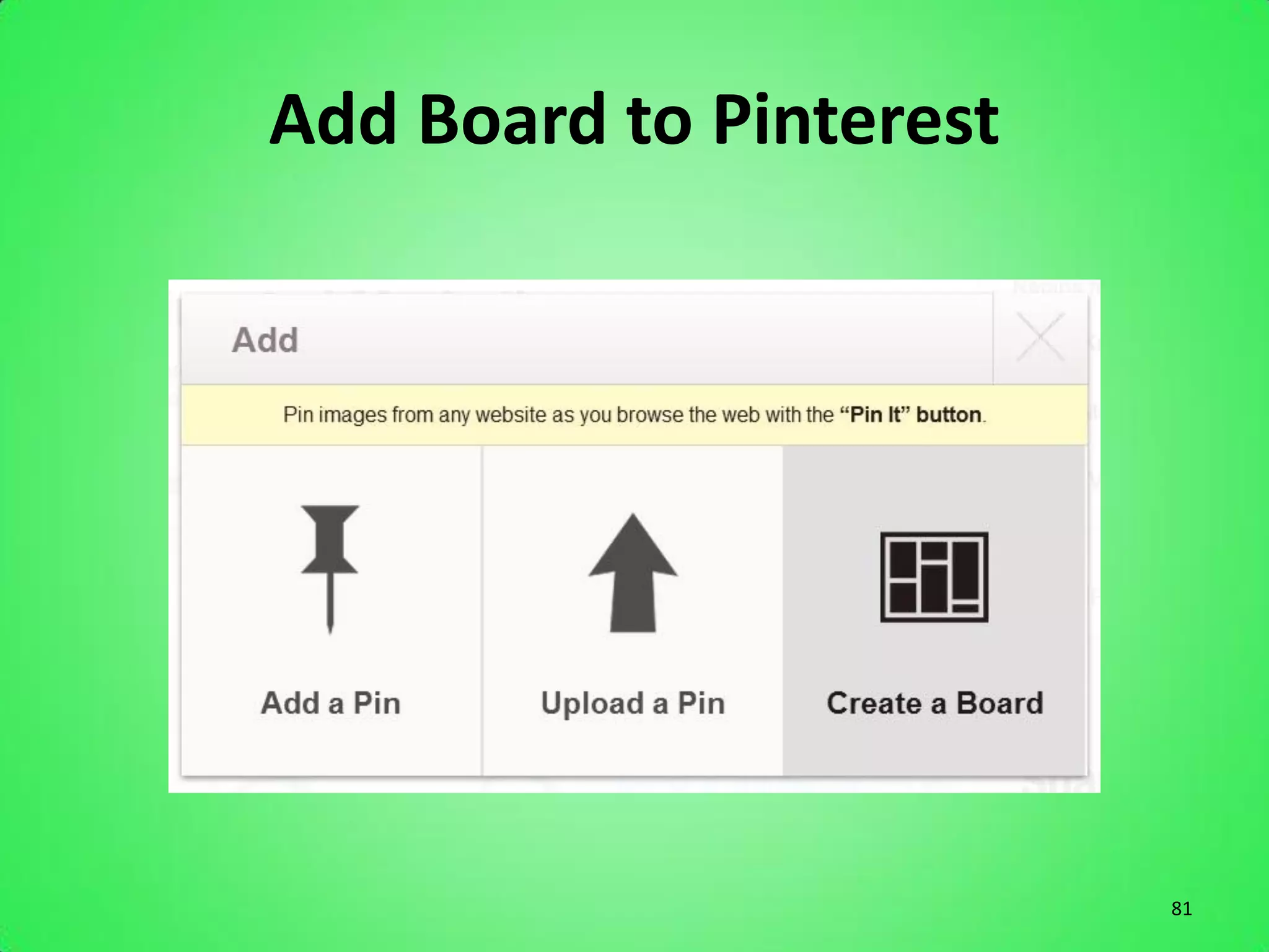 Add Board to Pinterest




                         81
 