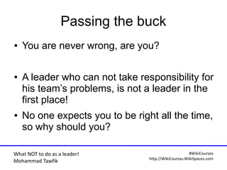 Leadership Traps - What NOT to do as a leader | PDF