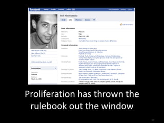 Proliferation has thrown the
 rulebook out the window
                               20
 