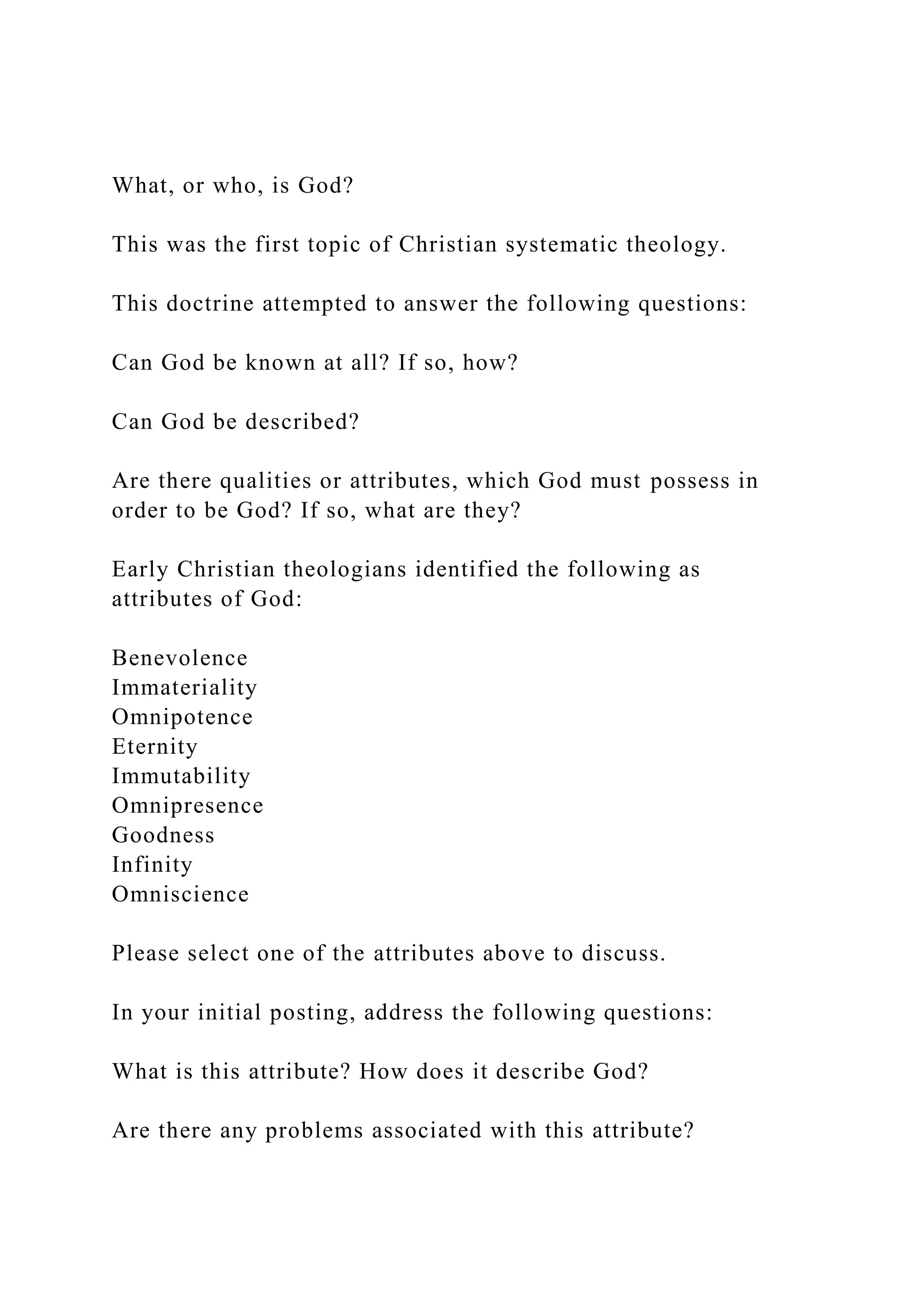 What, or who, is GodThis was the first topic of Christian sys.docx