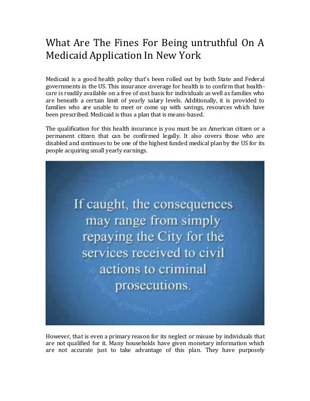 What Are The Penalties For Lying On A Medicaid Application In New York
