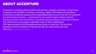 46
ABOUT ACCENTURE
Accenture is a leading global professional services company, providing a broad range
of services and so...