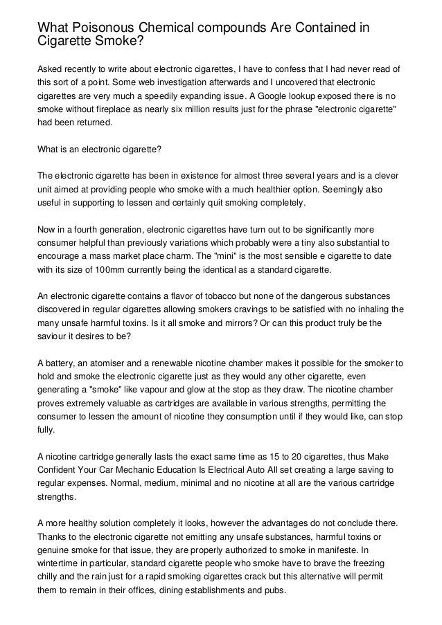 What Poisonous Chemical compounds Are Contained in Cigarette Smoke?