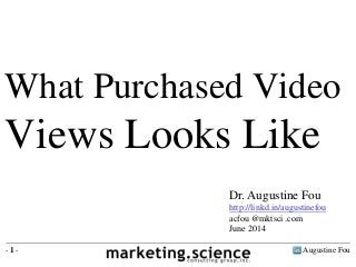 Augustine Fou- 1 -
What Purchased Video
Views Looks Like
Dr. Augustine Fou
http://linkd.in/augustinefou
acfou @mktsci .com
June 2014
 