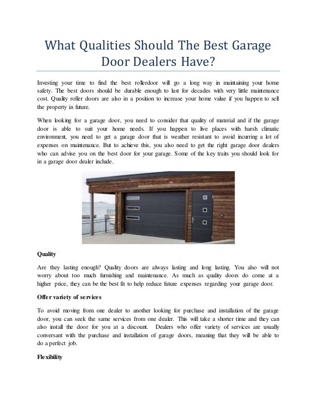 What Qualities Should The Best Garage Door Dealers Have