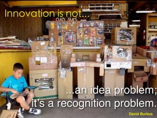 ...an idea problem;
it’s a recognition problem.
David Burkus
Innovation is not...
 