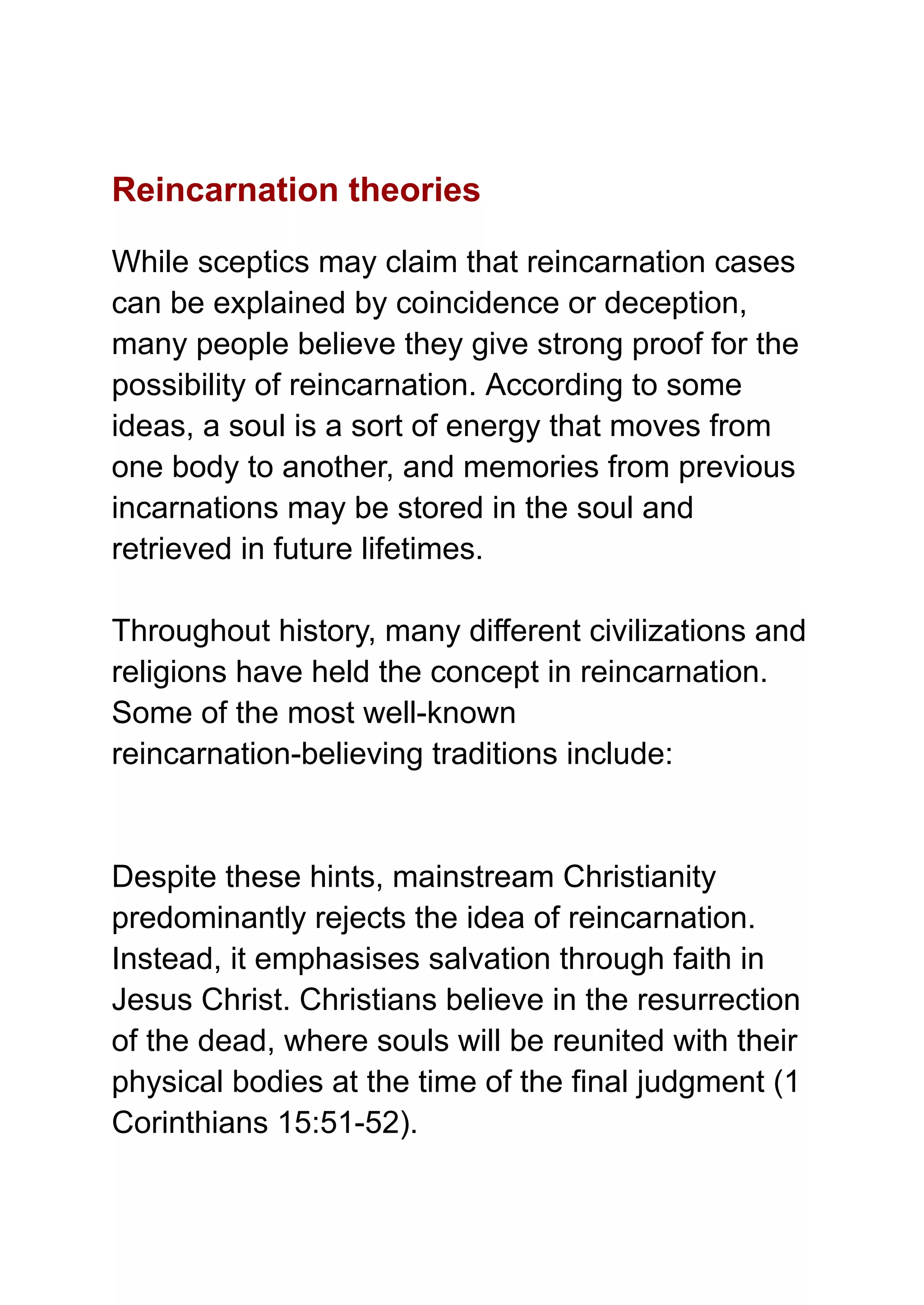 Reincarnation Paper Reincarnation is real? | PDF