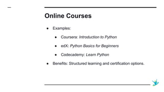 Python Training Resources What Resources Are Available For Python Beginners | PDF