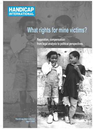 What rights for mine victims?
                         Reparation, compensation:
                         from legal analysis to political perspectives.




Handicap International
                                                                          © Tim Grant - ICBL




            April 2005
 
