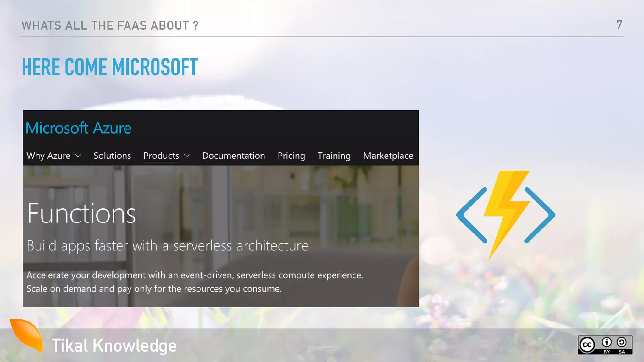 Tikal Knowledge
WHATS ALL THE FAAS ABOUT ?
HERE COME MICROSOFT
7
 