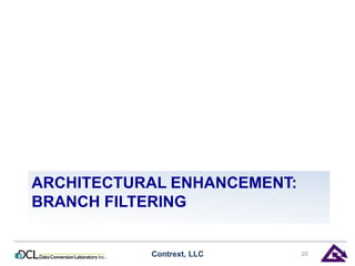 ARCHITECTURAL ENHANCEMENT: 
BRANCH FILTERING 
Contrext, LLC 20 
 