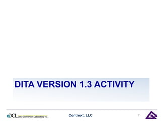 DITA VERSION 1.3 ACTIVITY 
Contrext, LLC 7 
 